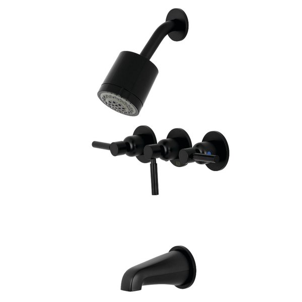 Kingston Brass Tub and Shower Faucet, Matte Black, Wall Mount KBX8130DL